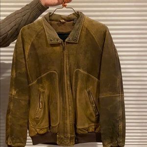 Vintage bomber leather jacket iBrown beige color